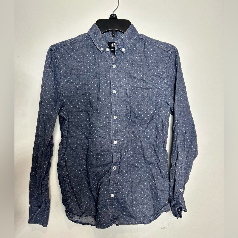 Men’s H&M Button Down Blue Polka Dots